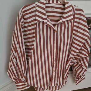Pilcro Striped Shirt in Rust and White